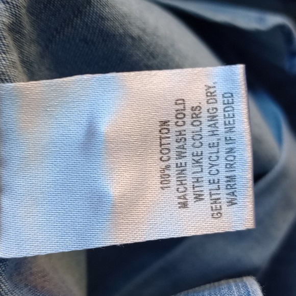 Untickit Chambre Button Front Long Sleeve Collard Denim Style Shirt Size 2 - Picture 5 of 7